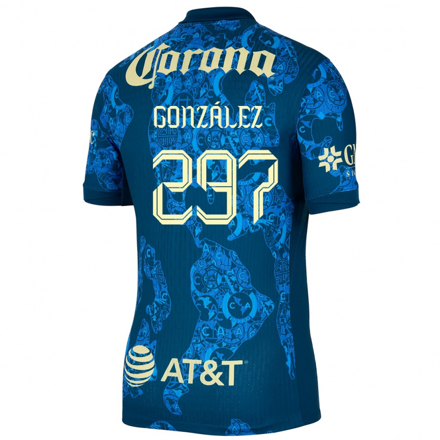 Kids Football Océlotl González #297 Blue Yellow Away Jersey 2024/25 T-Shirt