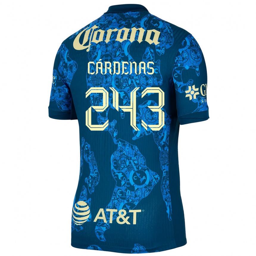 Kids Football Alejandro Cárdenas #243 Blue Yellow Away Jersey 2024/25 T-Shirt