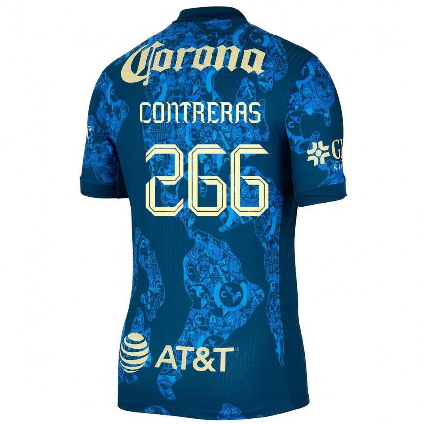 Kids Football Ángel Contreras #266 Blue Yellow Away Jersey 2024/25 T-Shirt