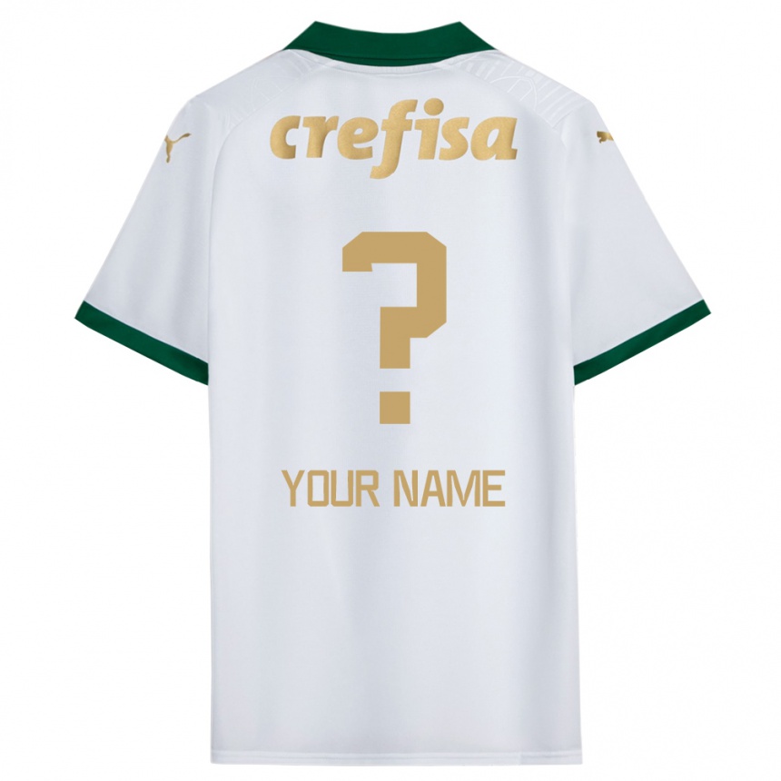 Kids Football Your Name #0 White Green Away Jersey 2024/25 T-Shirt