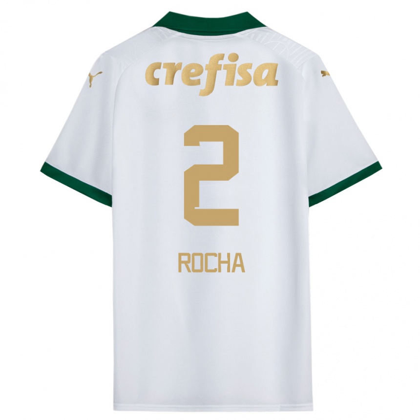 Kids Football Marcos Rocha #2 White Green Away Jersey 2024/25 T-Shirt