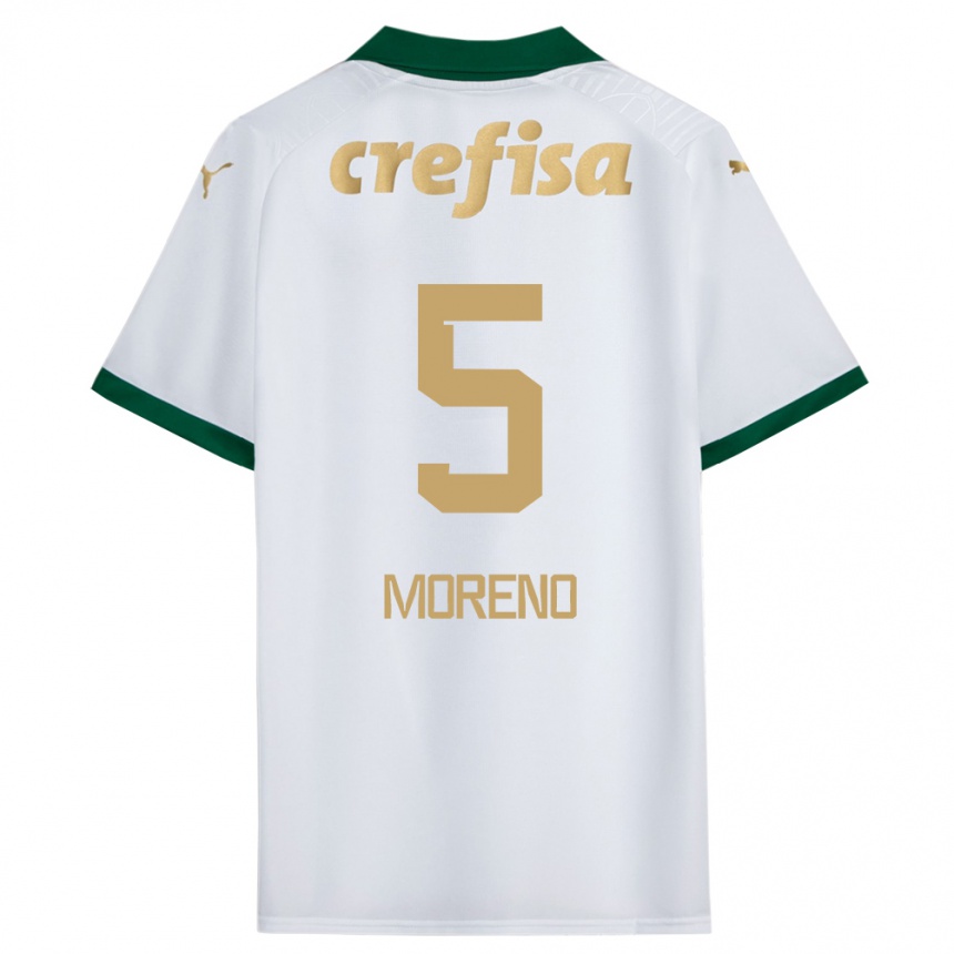 Kids Football Aníbal Moreno #5 White Green Away Jersey 2024/25 T-Shirt