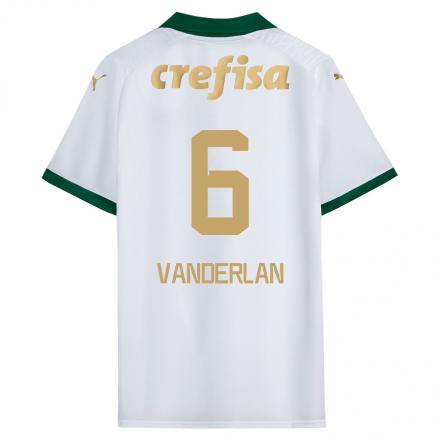 Kids Football Vanderlan #6 White Green Away Jersey 2024/25 T-Shirt