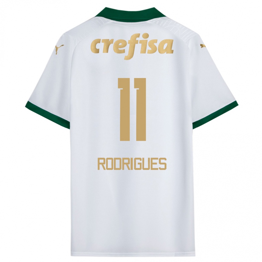 Kids Football Bruno Rodrigues #11 White Green Away Jersey 2024/25 T-Shirt