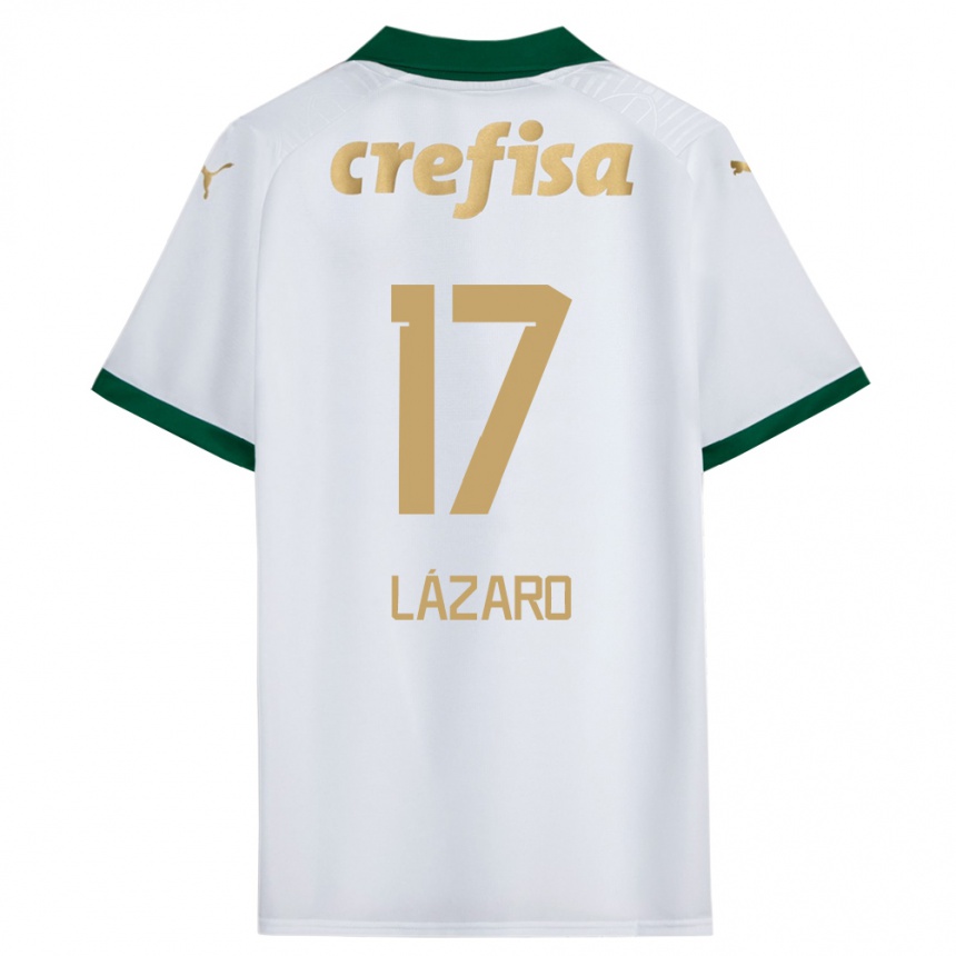 Kids Football Lázaro #17 White Green Away Jersey 2024/25 T-Shirt