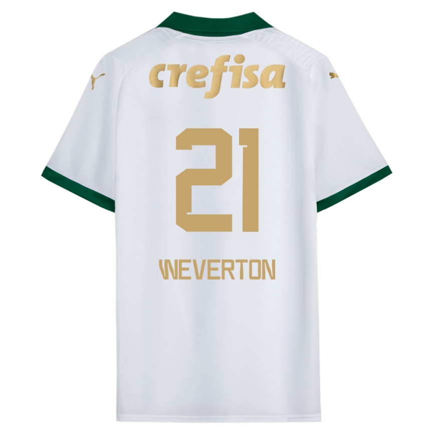 Kids Football Weverton #21 White Green Away Jersey 2024/25 T-Shirt