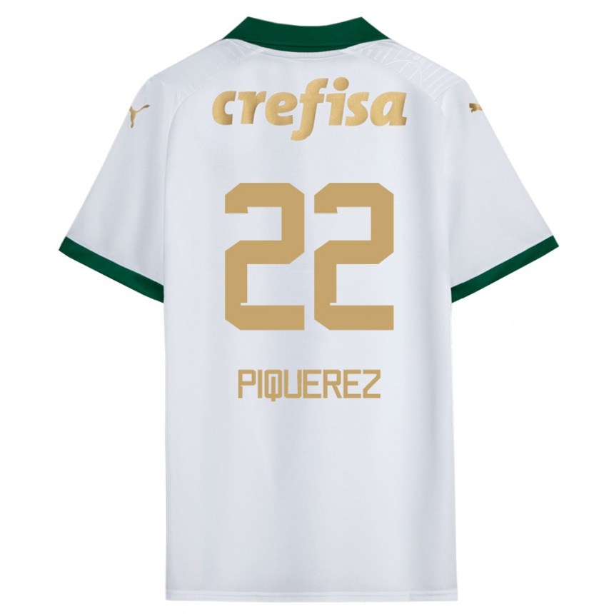 Kids Football Joaquín Piquerez #22 White Green Away Jersey 2024/25 T-Shirt