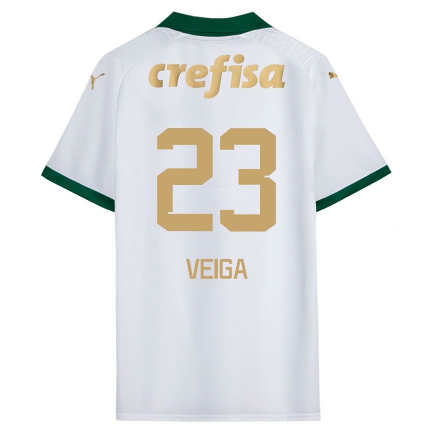 Kids Football Raphael Veiga #23 White Green Away Jersey 2024/25 T-Shirt