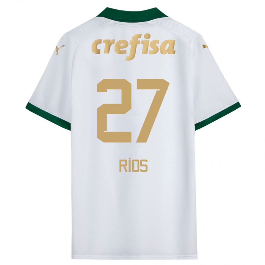 Kids Football Richard Ríos #27 White Green Away Jersey 2024/25 T-Shirt