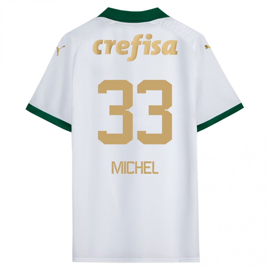 Kids Football Michel #33 White Green Away Jersey 2024/25 T-Shirt