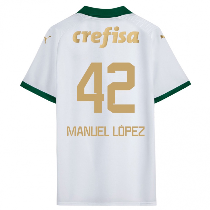 Kids Football José Manuel López #42 White Green Away Jersey 2024/25 T-Shirt