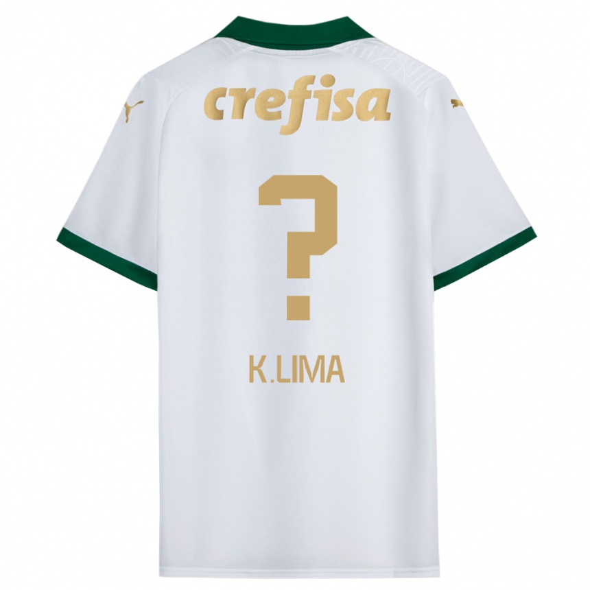 Kids Football Kauan Lima #0 White Green Away Jersey 2024/25 T-Shirt