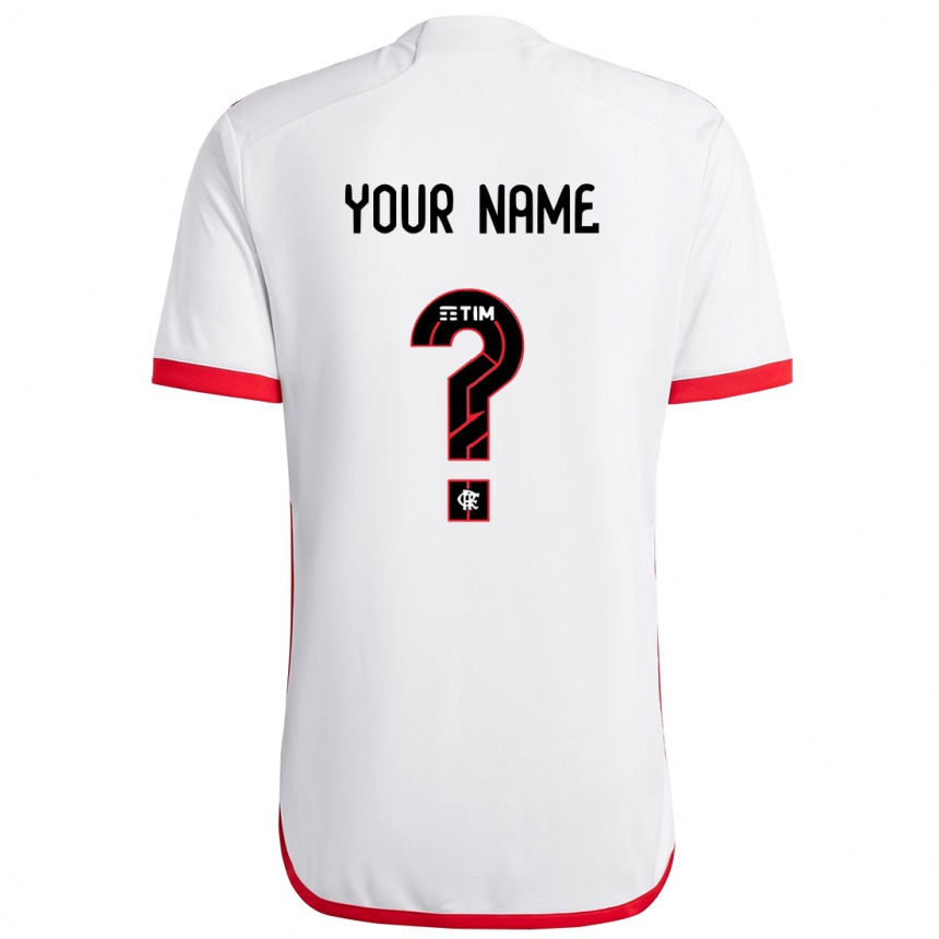 Kids Football Your Name #0 White Red Away Jersey 2024/25 T-Shirt