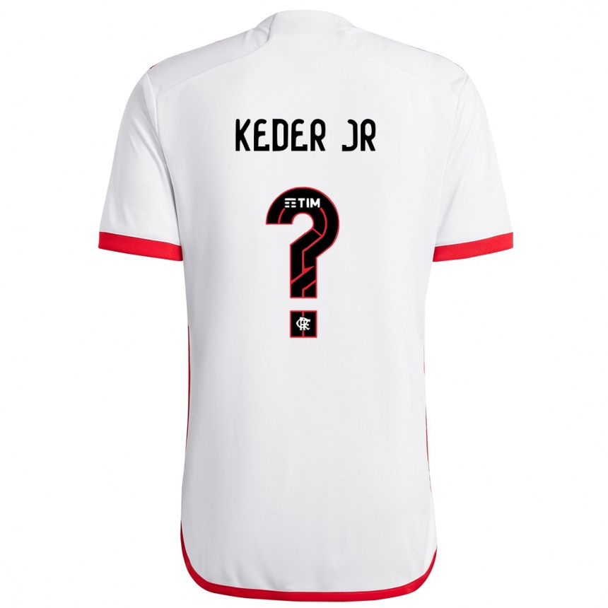 Kids Football Keder Jr #0 White Red Away Jersey 2024/25 T-Shirt