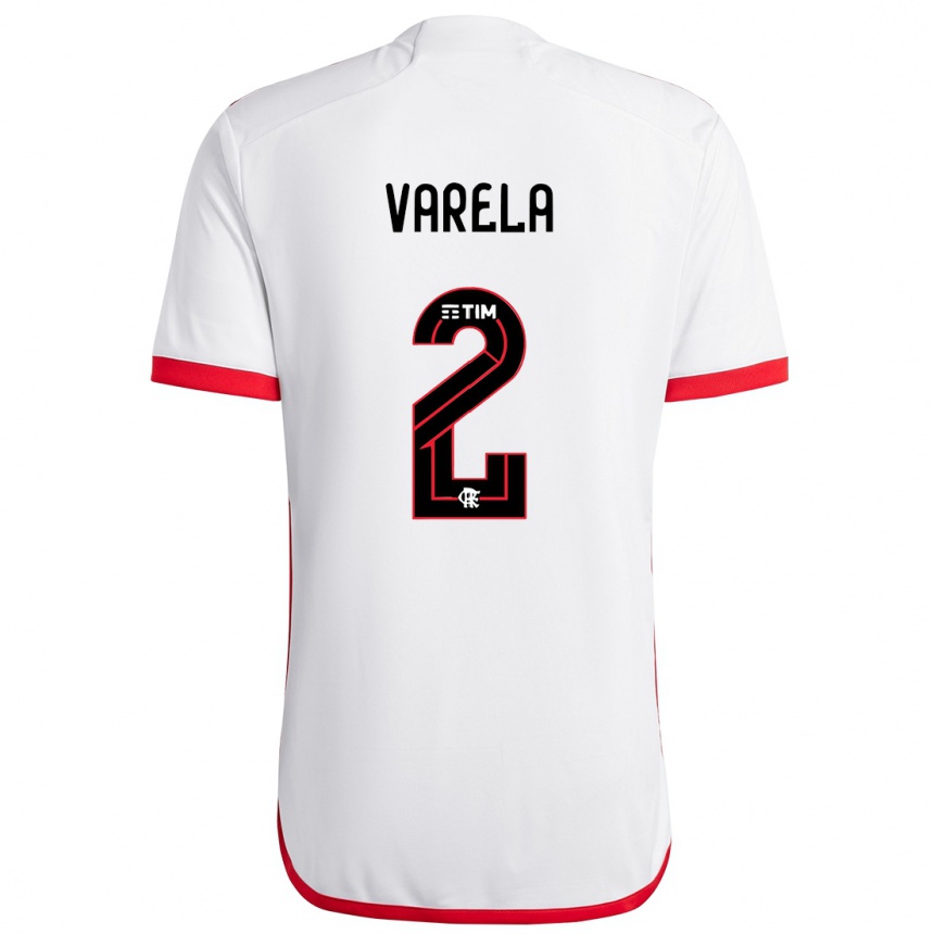 Kids Football Guillermo Varela #2 White Red Away Jersey 2024/25 T-Shirt