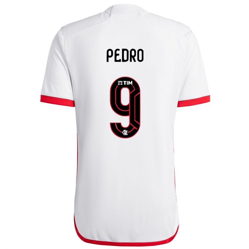 Kids Football Pedro #9 White Red Away Jersey 2024/25 T-Shirt