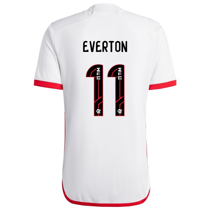 Kids Football Everton #11 White Red Away Jersey 2024/25 T-Shirt