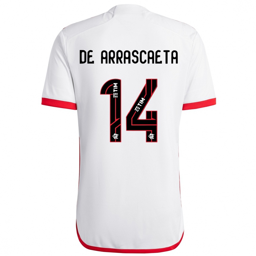 Kids Football Giorgian De Arrascaeta #14 White Red Away Jersey 2024/25 T-Shirt