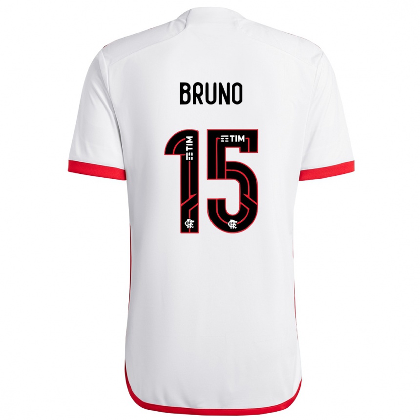 Kids Football Fabrício Bruno #15 White Red Away Jersey 2024/25 T-Shirt