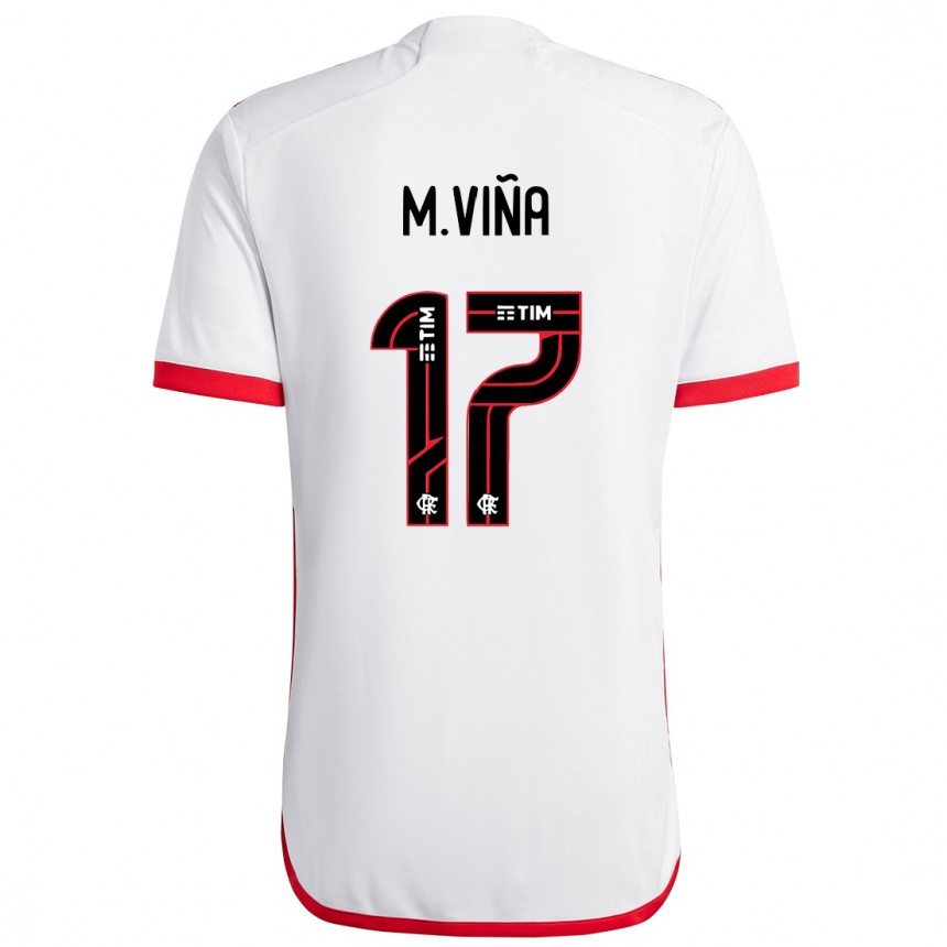 Kids Football Matias Vina #17 White Red Away Jersey 2024/25 T-Shirt