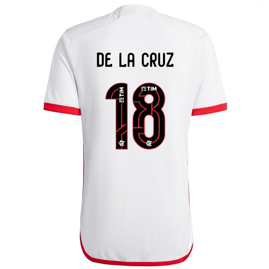 Kids Football Nicolás De La Cruz #18 White Red Away Jersey 2024/25 T-Shirt