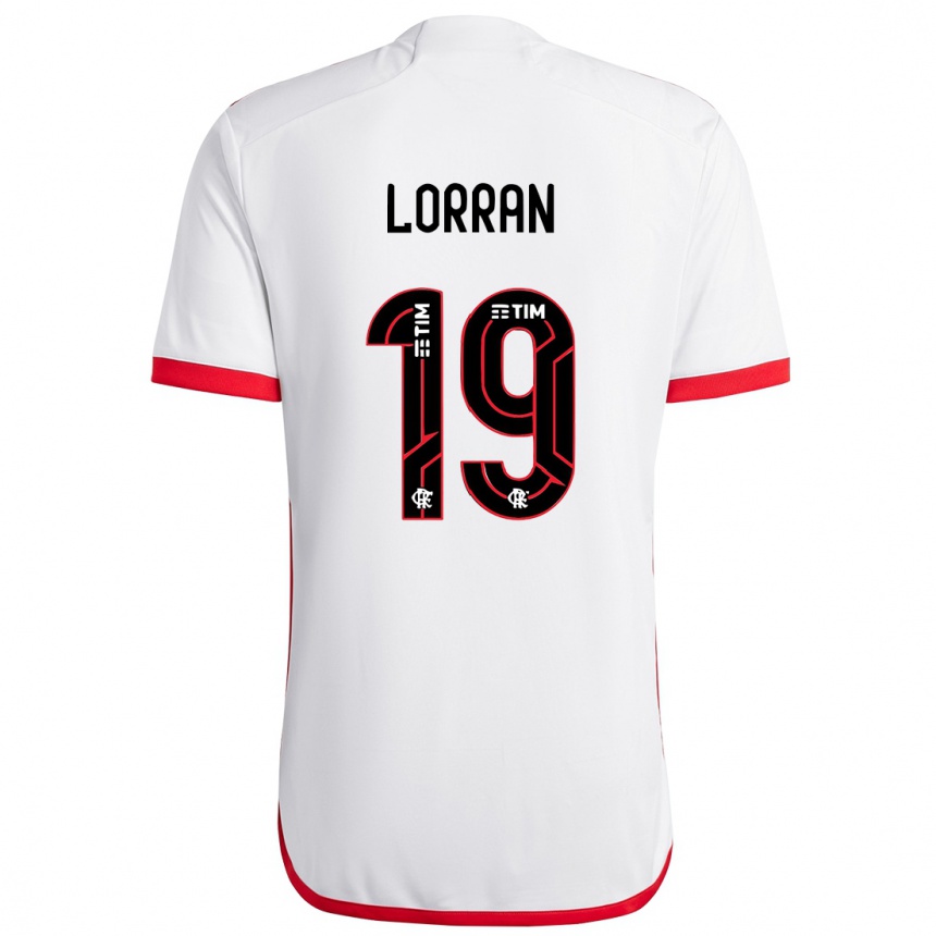 Kids Football Lorran #19 White Red Away Jersey 2024/25 T-Shirt