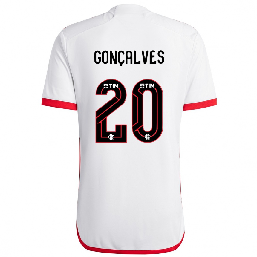 Kids Football Matheus Gonçalves #20 White Red Away Jersey 2024/25 T-Shirt