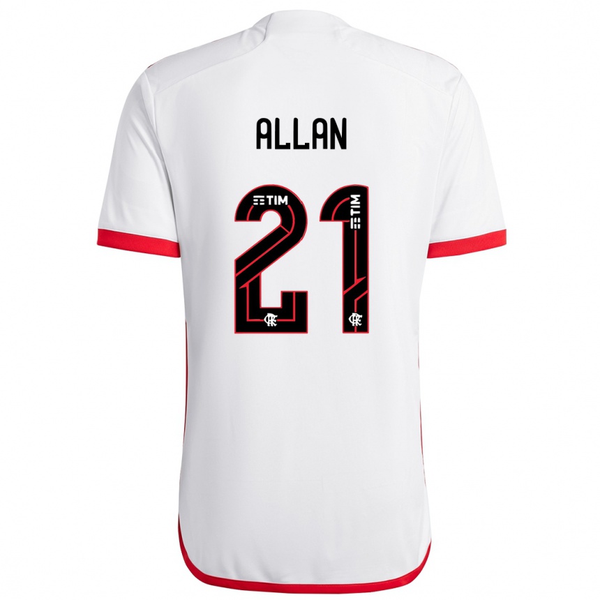 Kids Football Allan #21 White Red Away Jersey 2024/25 T-Shirt