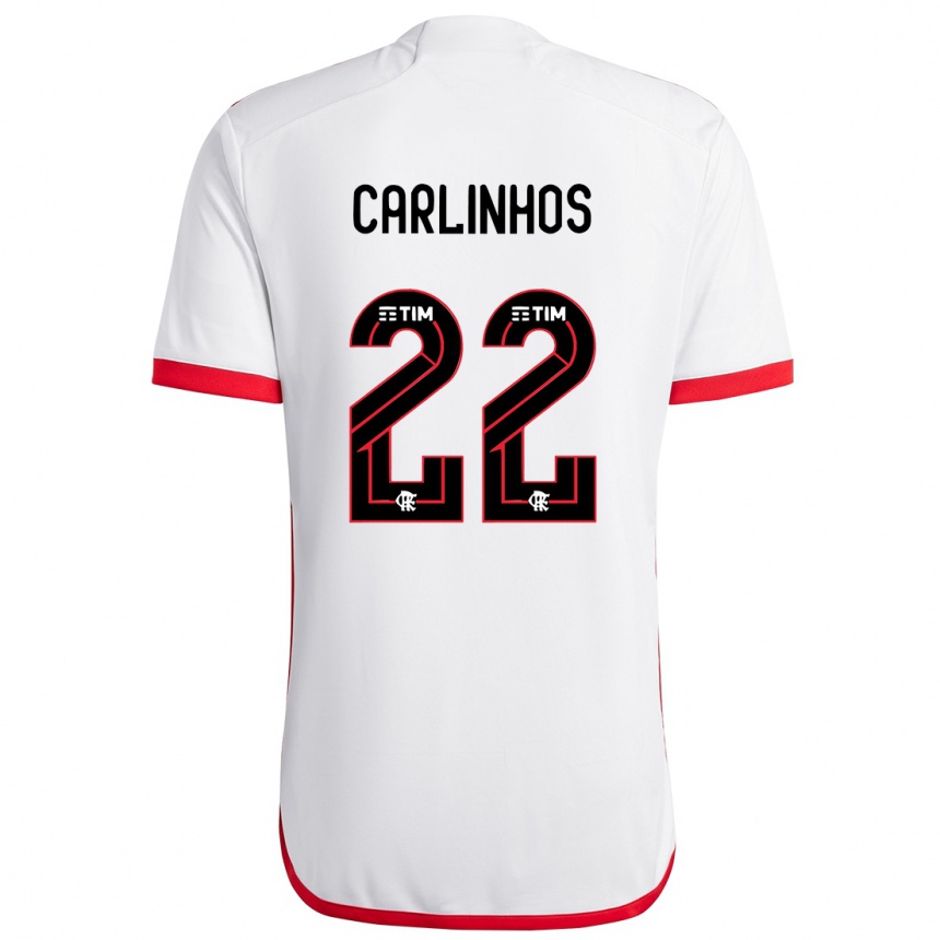 Kids Football Carlinhos #22 White Red Away Jersey 2024/25 T-Shirt