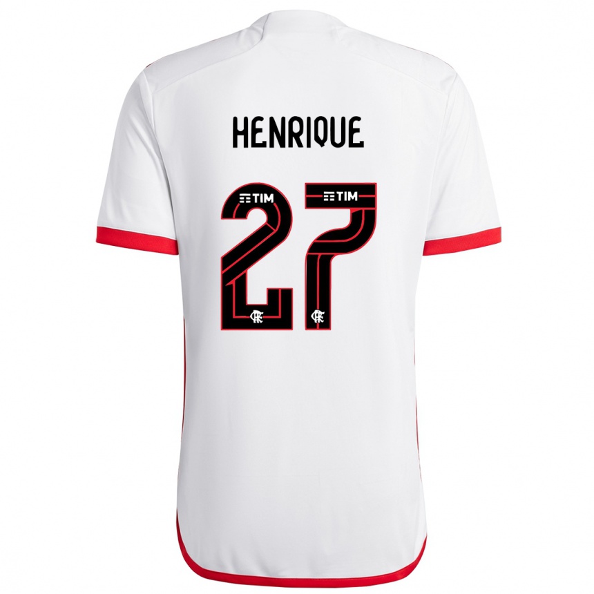 Kids Football Bruno Henrique #27 White Red Away Jersey 2024/25 T-Shirt