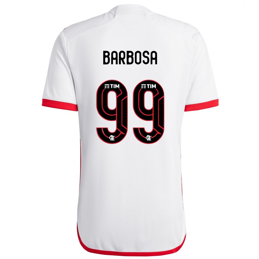 Kids Football Gabriel Barbosa #99 White Red Away Jersey 2024/25 T-Shirt