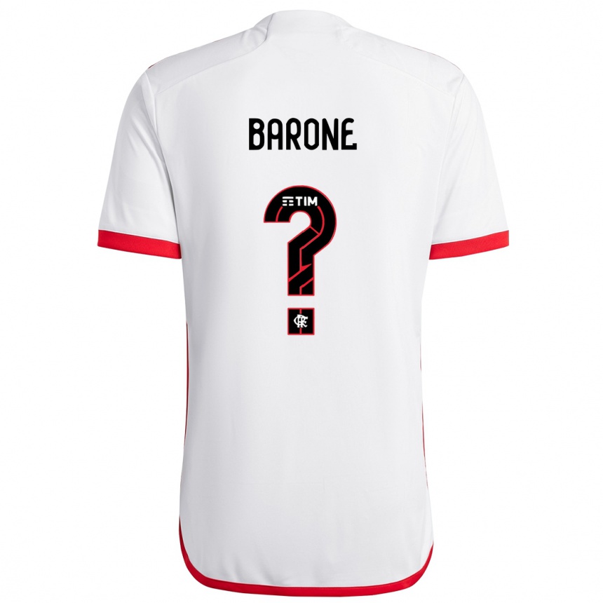 Kids Football Caio Barone #0 White Red Away Jersey 2024/25 T-Shirt