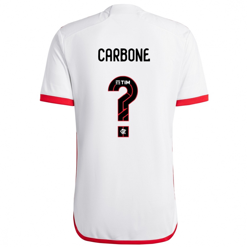 Kids Football Carbone #0 White Red Away Jersey 2024/25 T-Shirt