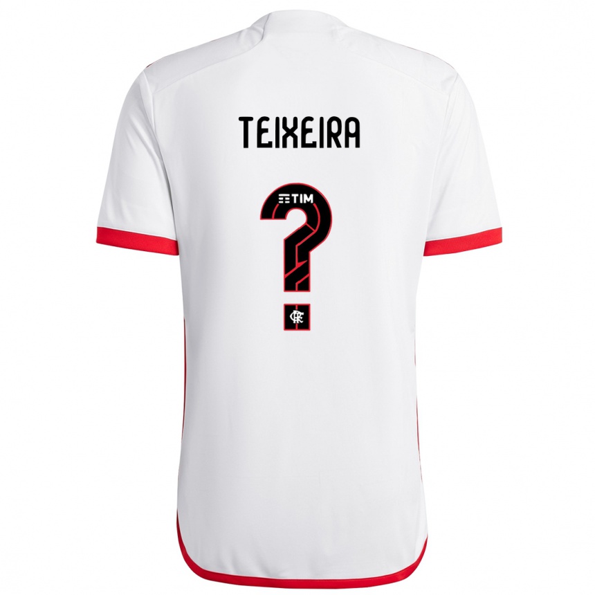 Kids Football Guilherme Teixeira #0 White Red Away Jersey 2024/25 T-Shirt