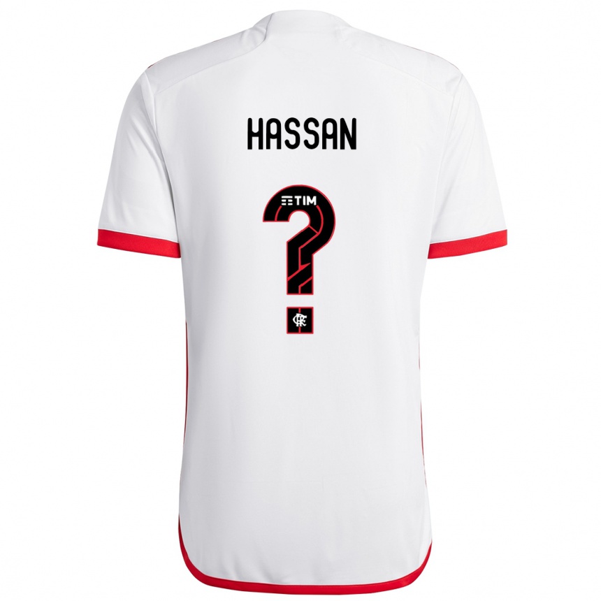 Kids Football Haruna Hassan #0 White Red Away Jersey 2024/25 T-Shirt