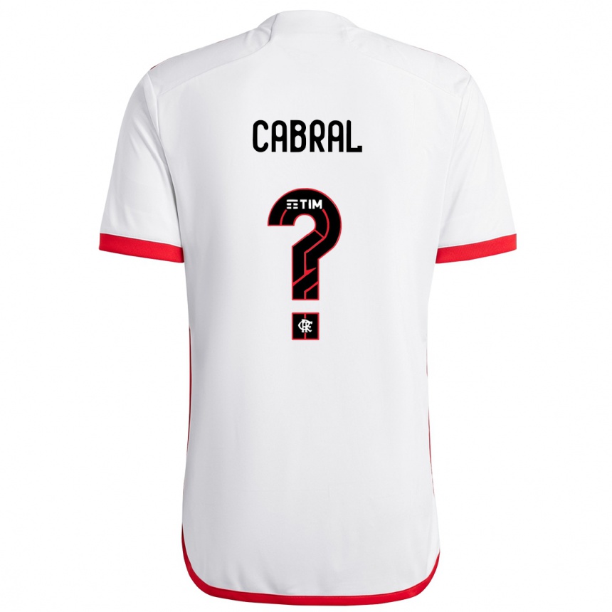 Kids Football Daniel Cabral #0 White Red Away Jersey 2024/25 T-Shirt