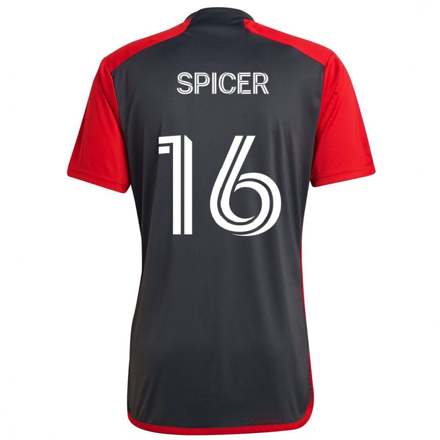 Men Football Tyrese Spicer #16 Grayn Red Home Jersey 2024/25 T-Shirt