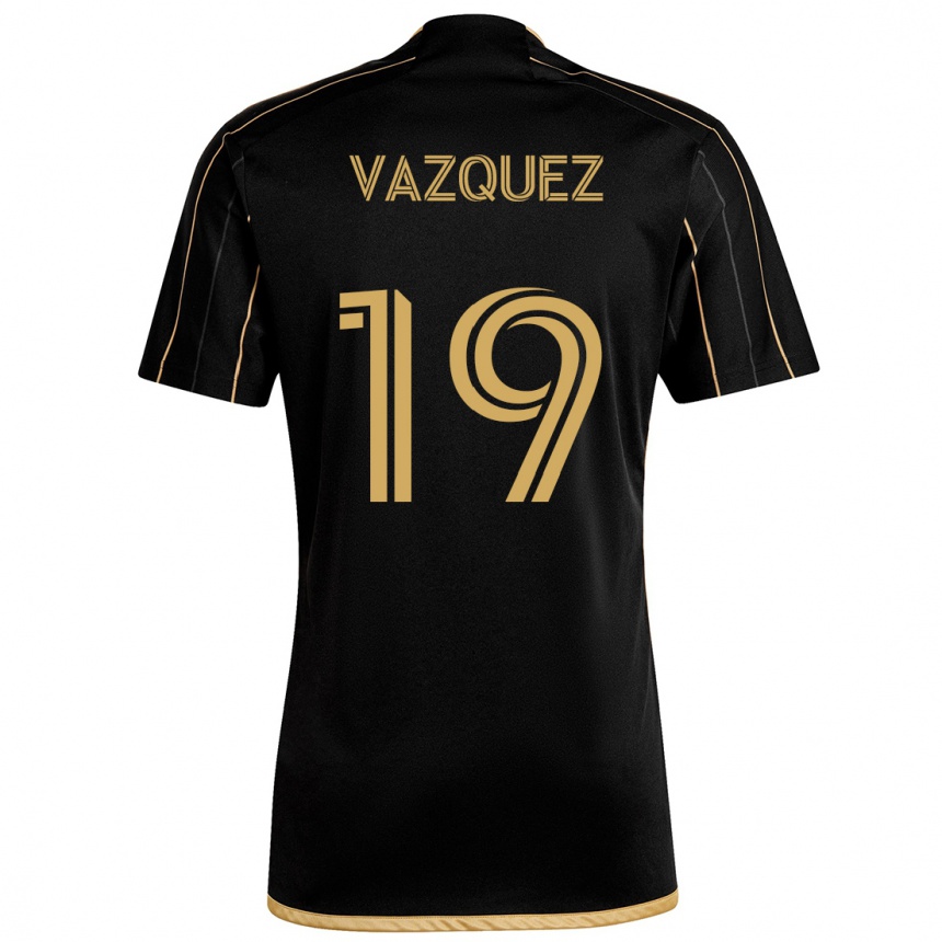 Men Football Favian Vazquez #19 Black Gold Home Jersey 2024/25 T-Shirt