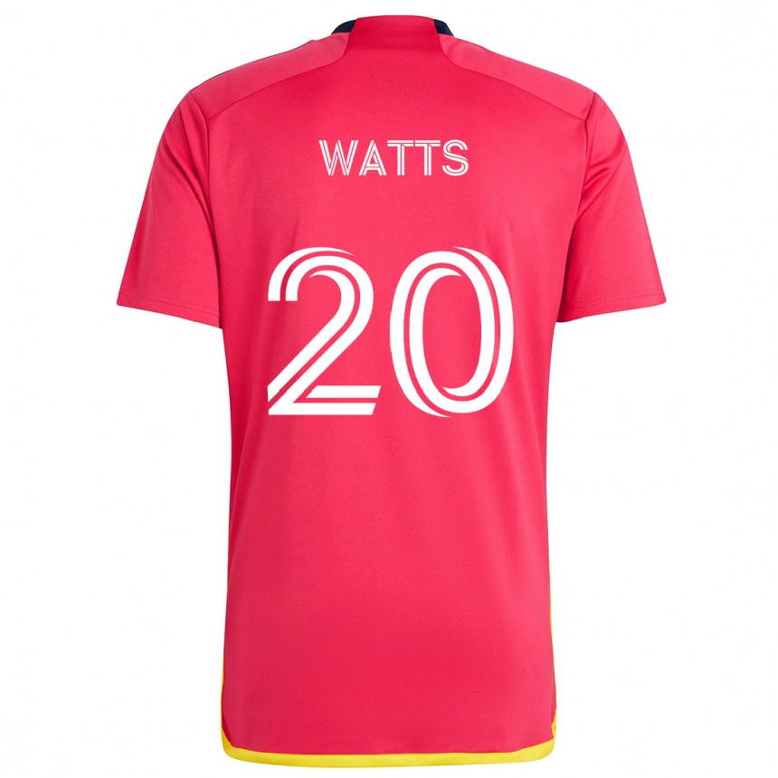 Men Football Akil Watts #20 Red Blue Home Jersey 2024/25 T-Shirt