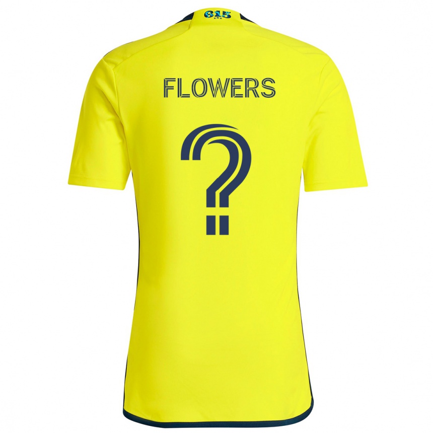 Men Football Ashton Flowers #0 Yellow Blue Home Jersey 2024/25 T-Shirt