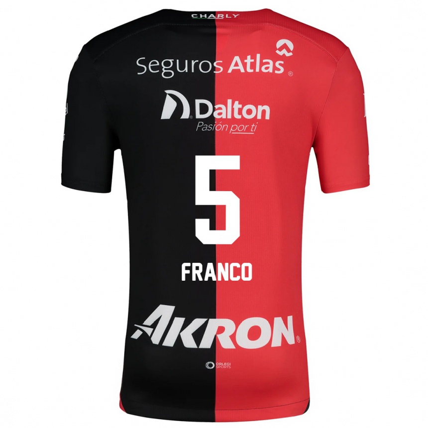 Men Football Alejandra Franco #5 Red Black Home Jersey 2024/25 T-Shirt