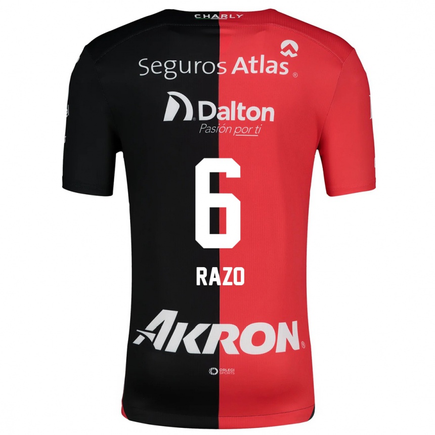 Men Football Valeria Razo #6 Red Black Home Jersey 2024/25 T-Shirt