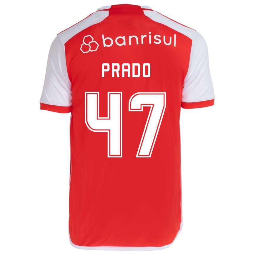 Men Football Gustavo Prado #47 Red White Home Jersey 2024/25 T-Shirt