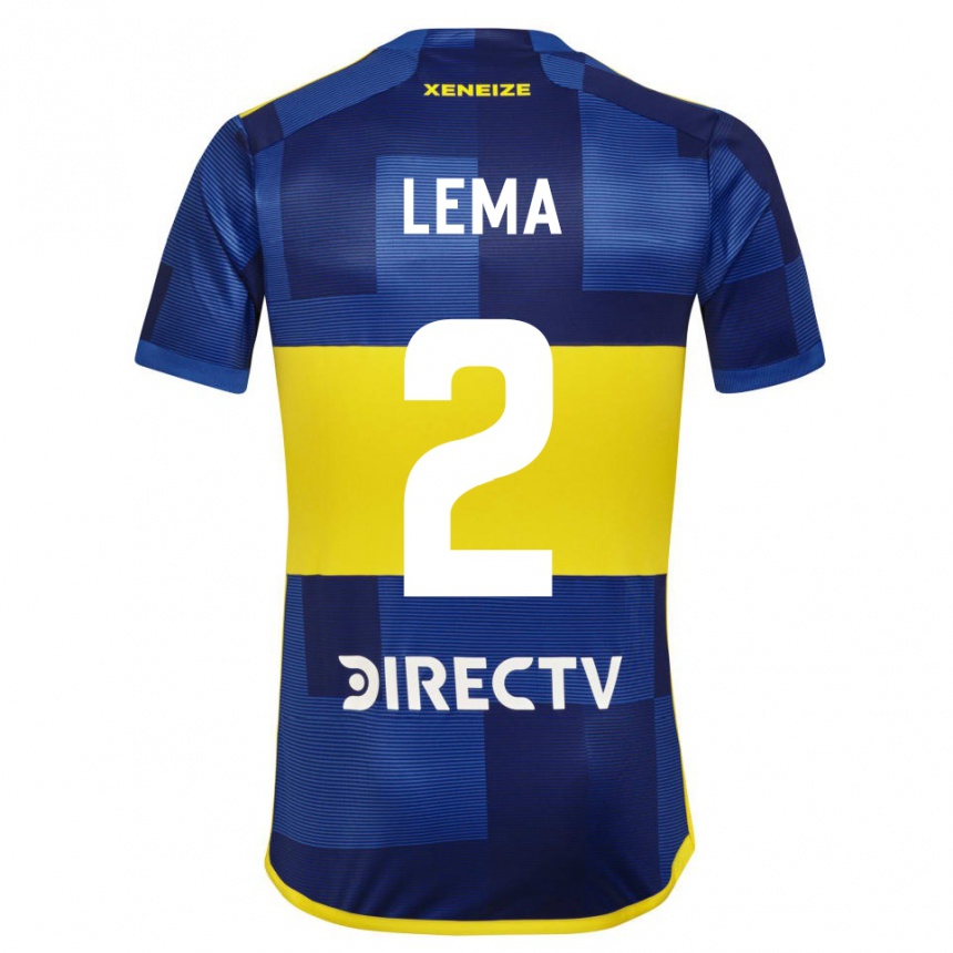 Men Football Cristian Lema #2 Blue Yellow Home Jersey 2024/25 T-Shirt