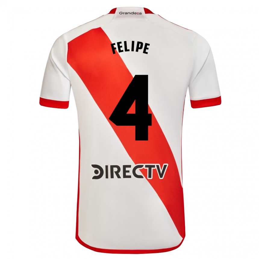 Men Football Carina Felipe Silva #4 White Red Home Jersey 2024/25 T-Shirt