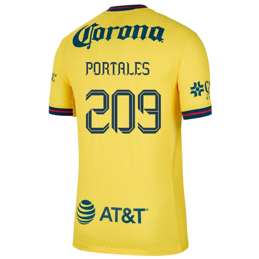 Men Football Walter Portales #209 Yellow Blue Home Jersey 2024/25 T-Shirt