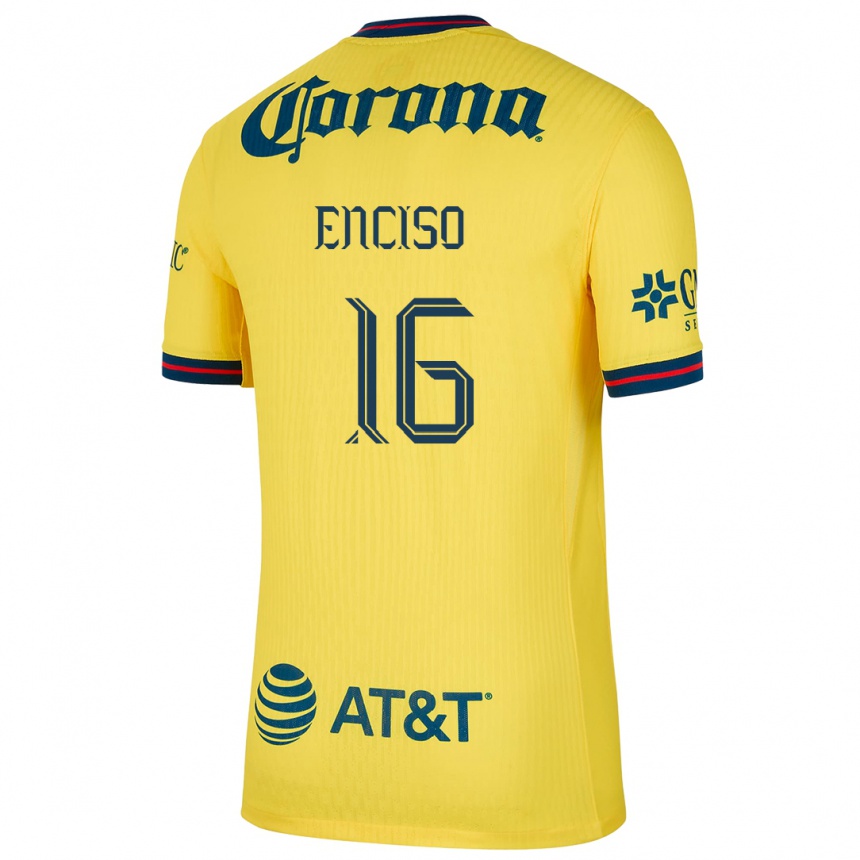 Men Football Sabrina Enciso #16 Yellow Blue Home Jersey 2024/25 T-Shirt