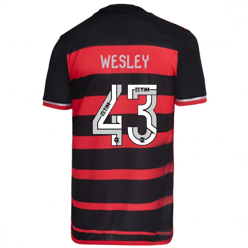 Men Football Wesley #43 Red Black Home Jersey 2024/25 T-Shirt