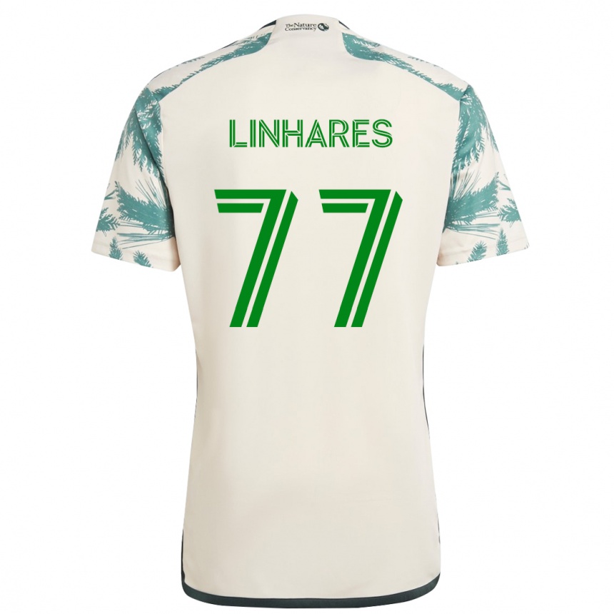 Men Football Kyle Linhares #77 Beige Brown Away Jersey 2024/25 T-Shirt