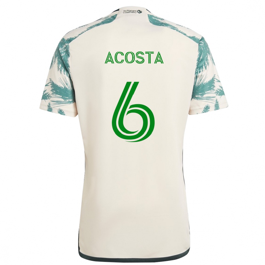 Men Football Bryan Acosta #6 Beige Brown Away Jersey 2024/25 T-Shirt